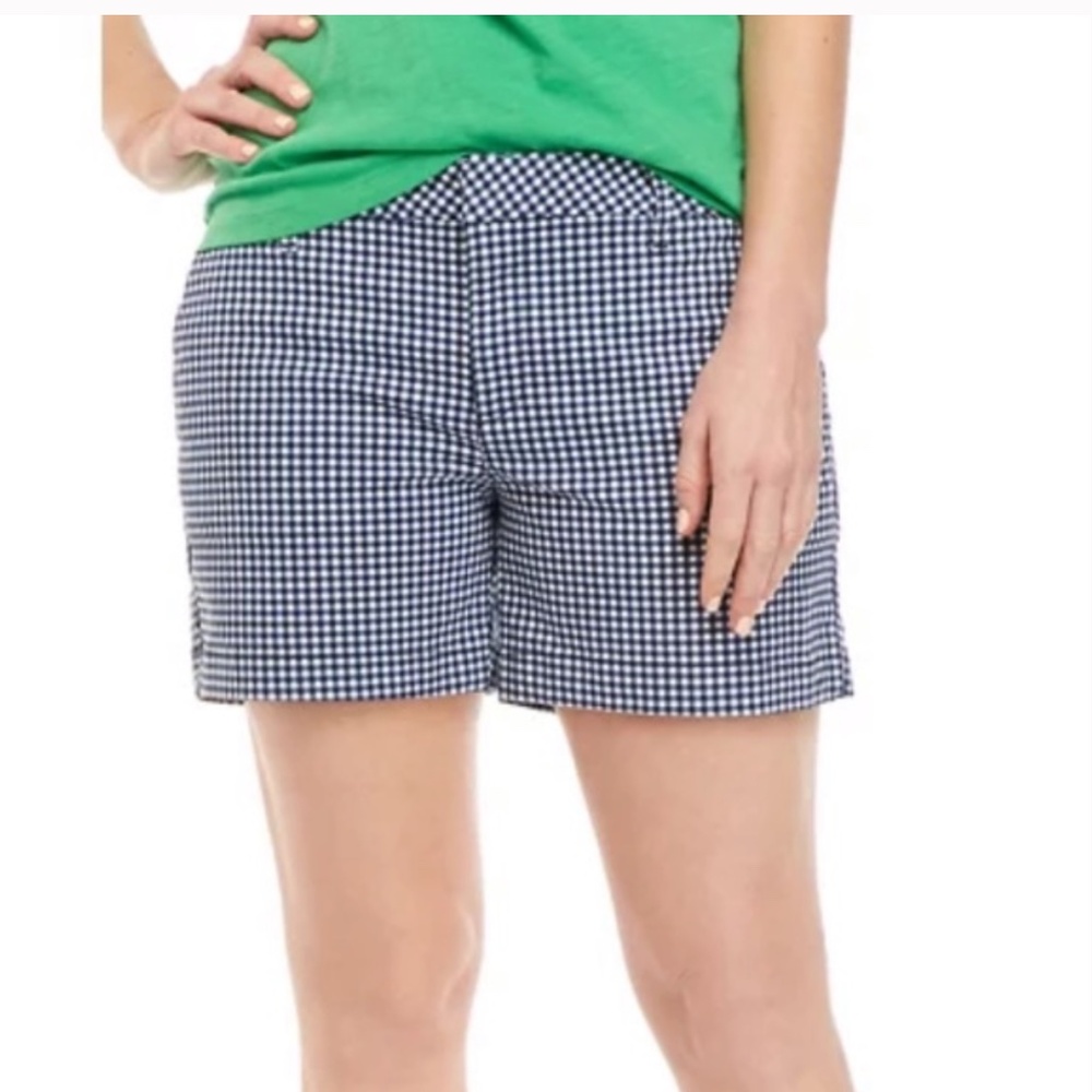 Tommy Hilfiger Womens Cotton Blue and White Plaid Gingham Shorts, Size 8